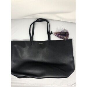 Black Pebbled Faux Leather Large Tote Bag W/ Keychain Tassel Victoria Secret